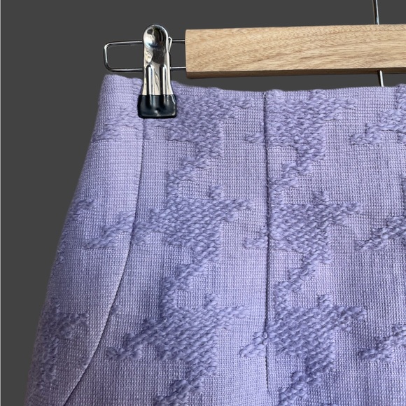 MANGO BLOGGER FAVE Lavender Lilac Purple Houndstooth Textured Mini Skirt Sz S - Picture 3 of 13